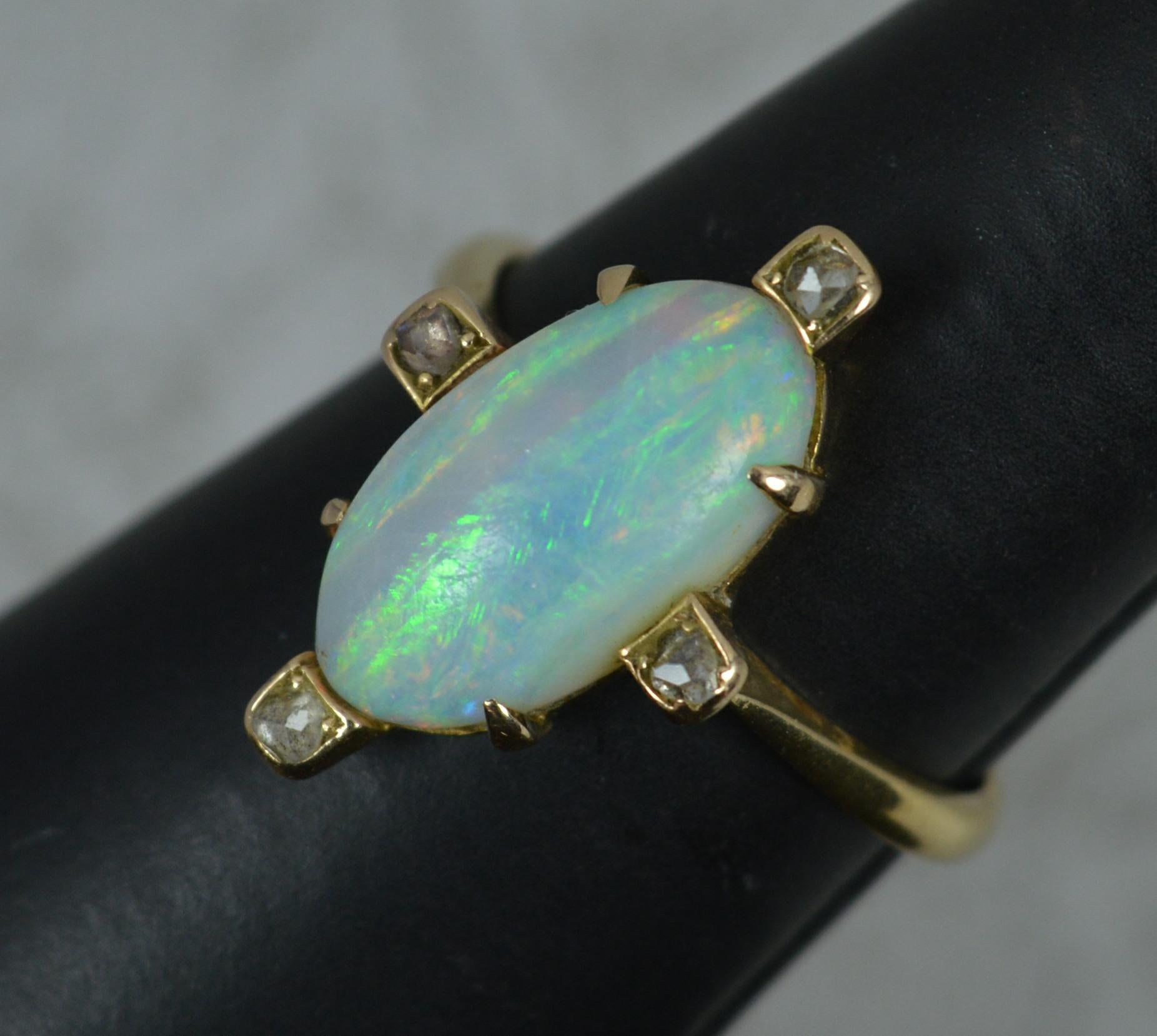 Victorian Opal and Rose Cut Diamond 18ct Gold Celestial Ring 4