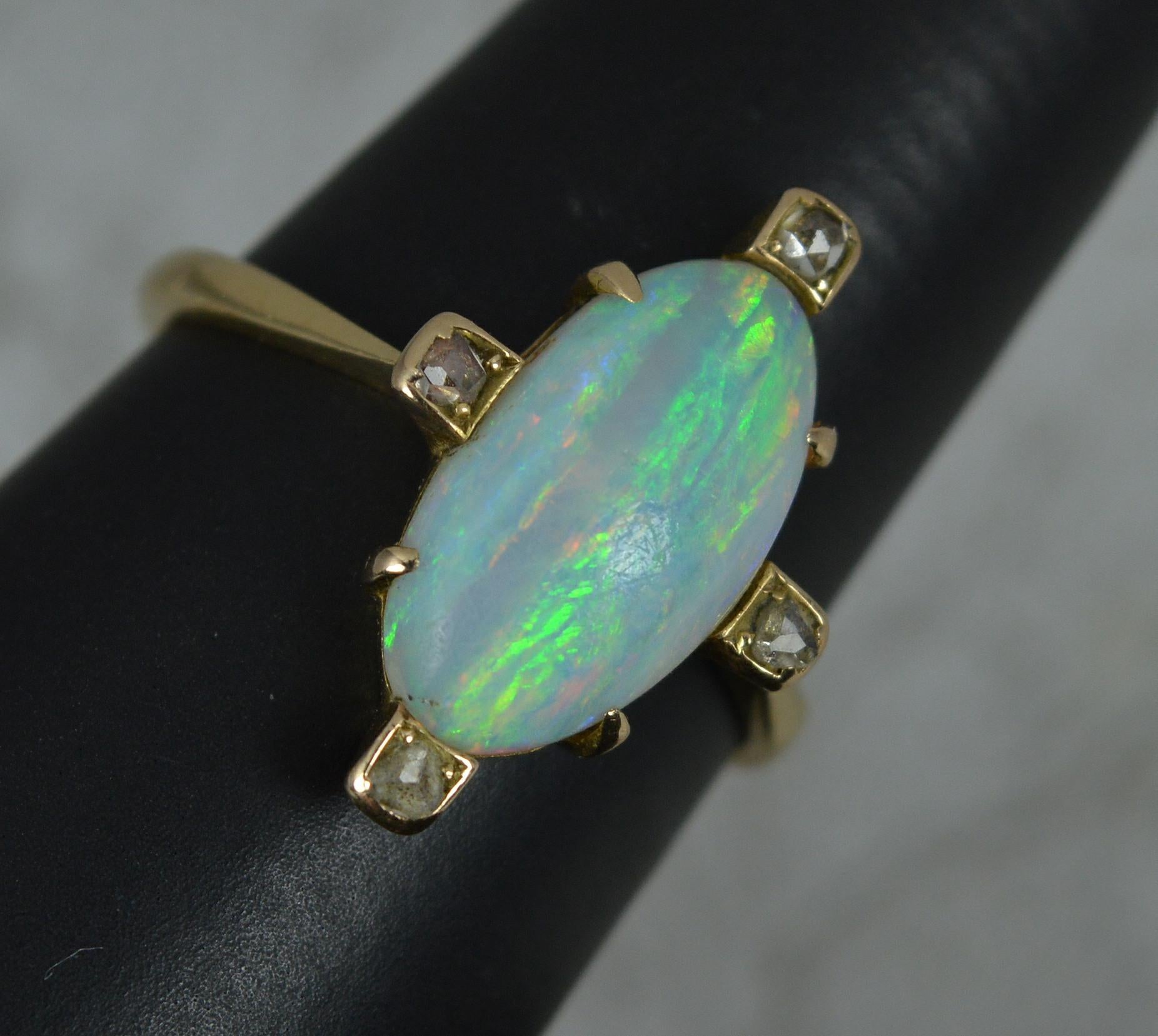 Victorian Opal and Rose Cut Diamond 18ct Gold Celestial Ring 5