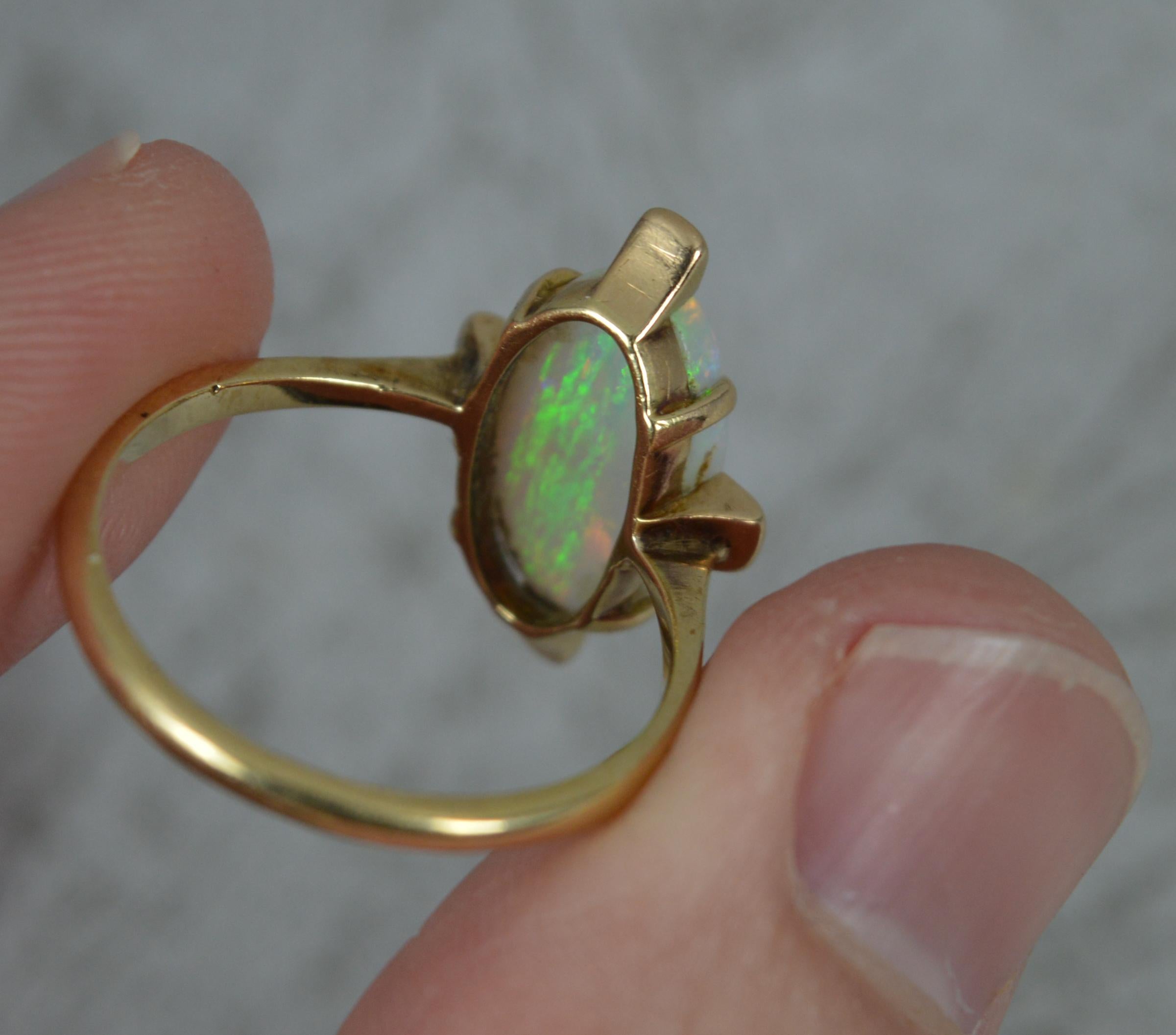 Victorian Opal and Rose Cut Diamond 18ct Gold Celestial Ring In Excellent Condition In St Helens, GB
