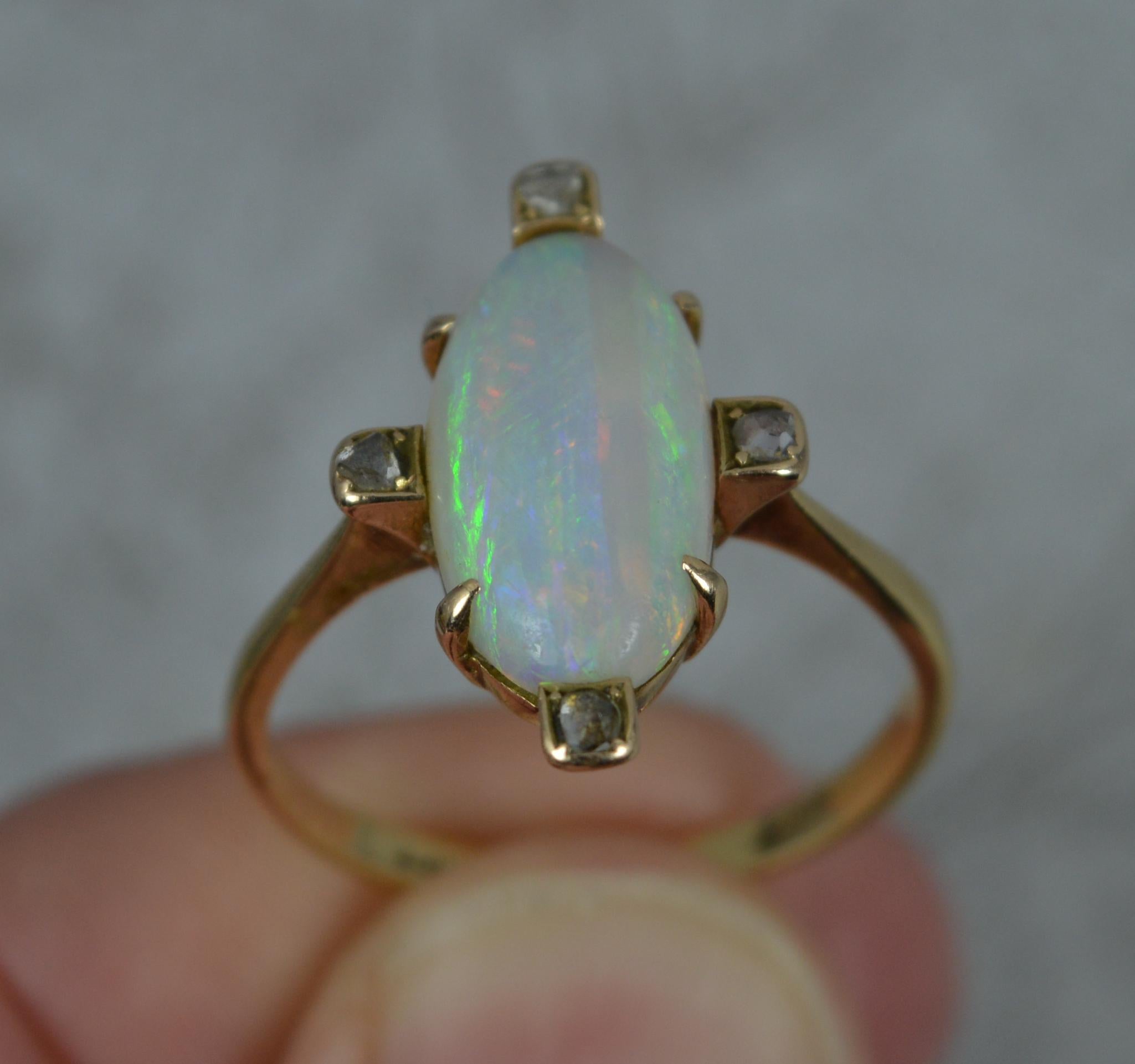 Women's Victorian Opal and Rose Cut Diamond 18ct Gold Celestial Ring