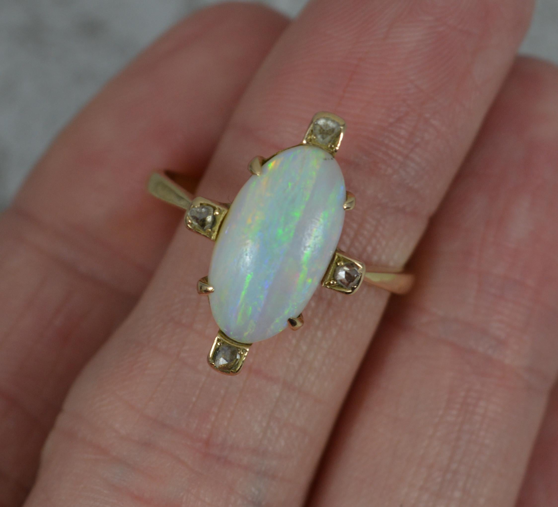 Victorian Opal and Rose Cut Diamond 18ct Gold Celestial Ring 1