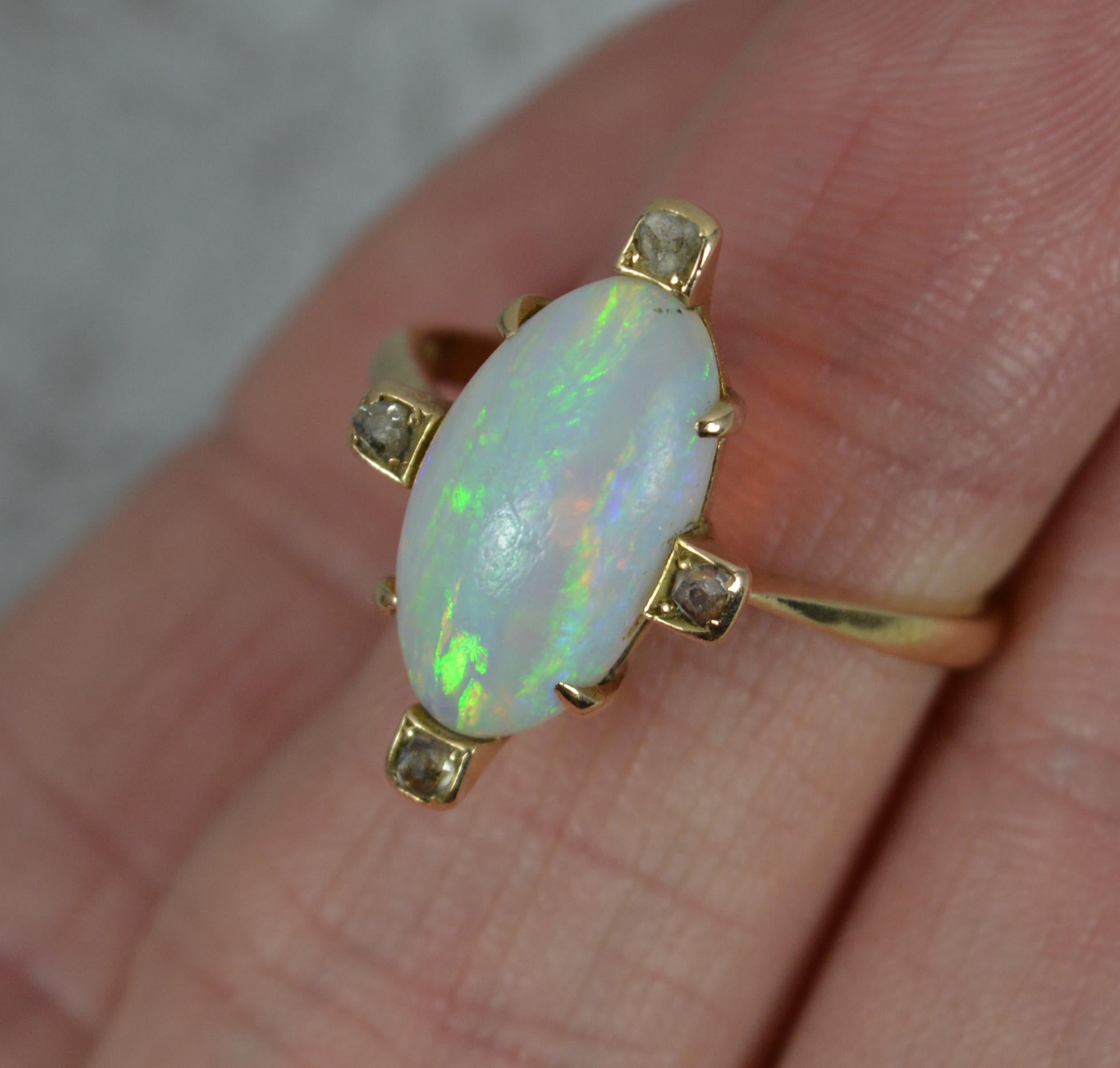 Victorian Opal and Rose Cut Diamond 18ct Gold Celestial Ring 2
