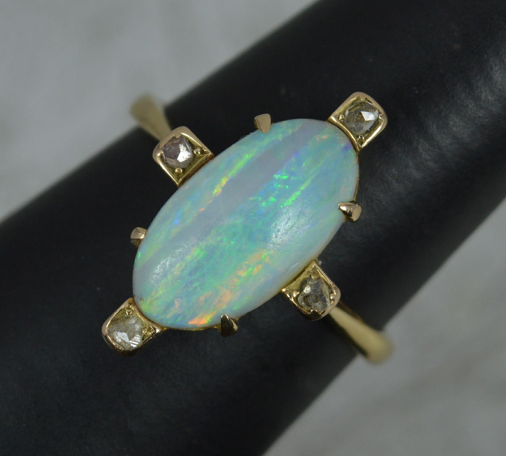 Victorian Opal and Rose Cut Diamond 18ct Gold Celestial Ring 3
