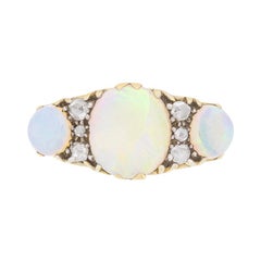 Victorian Opal and Rose Cut Diamond Ring, circa 1900s