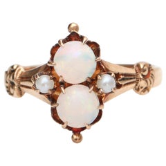 Victorian Opal and Seed Pearl 9 Karat Yellow Gold Antique Ring 190072779