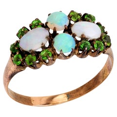 Victorian opal demantoid 10k rose gold ring