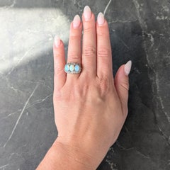 Victorian Opal Diamond 14 Karat Yellow Gold Antique Opal Cluster Ring