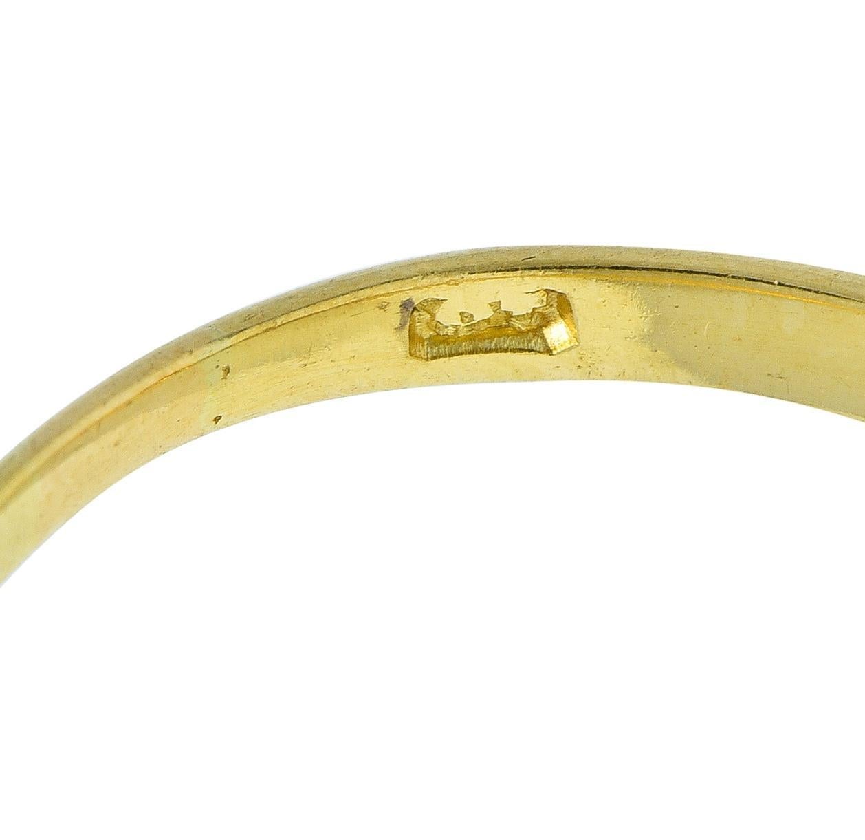 Victorian Opal Diamond 18 Karat Yellow Gold Antique Gemstone Band Ring For Sale 2