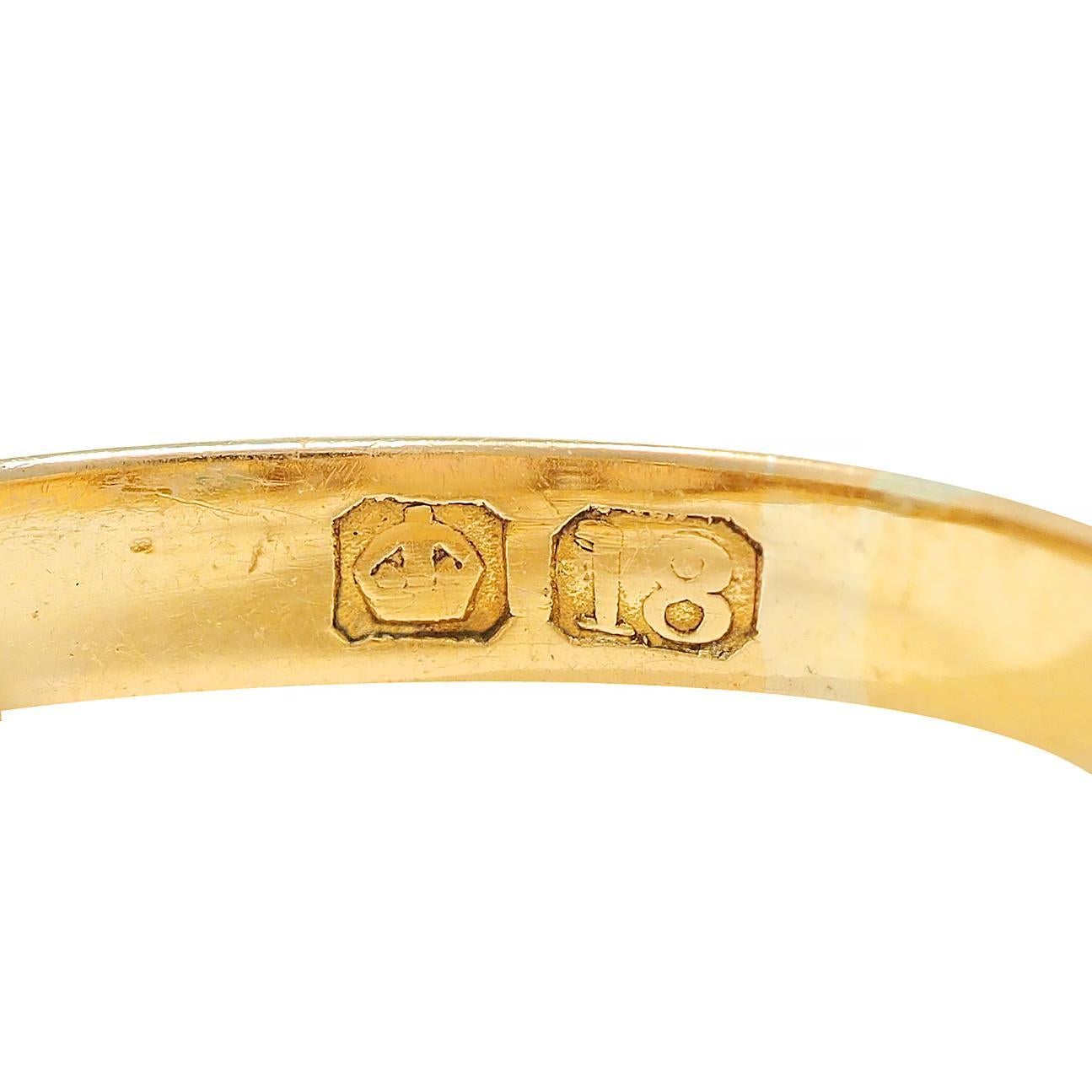 Victorian Opal Diamond 18 Karat Yellow Gold Antique Scroll Band Ring For Sale 9