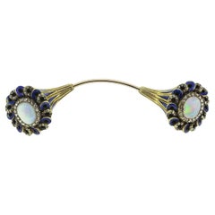 Victorian Opal Diamond and Enamel Jabot Pin
