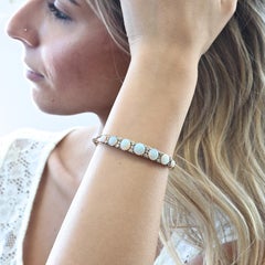 Victorian Opal Diamond Gold Bangle Bracelet