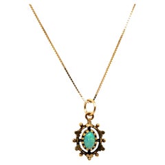 Victorian Opal Necklace Pendant 14K Yellow Gold Vintage Antique Original 1890's