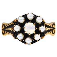 Victorian Opal Pearl 14 Karat Gold Foliate Cluster Ring