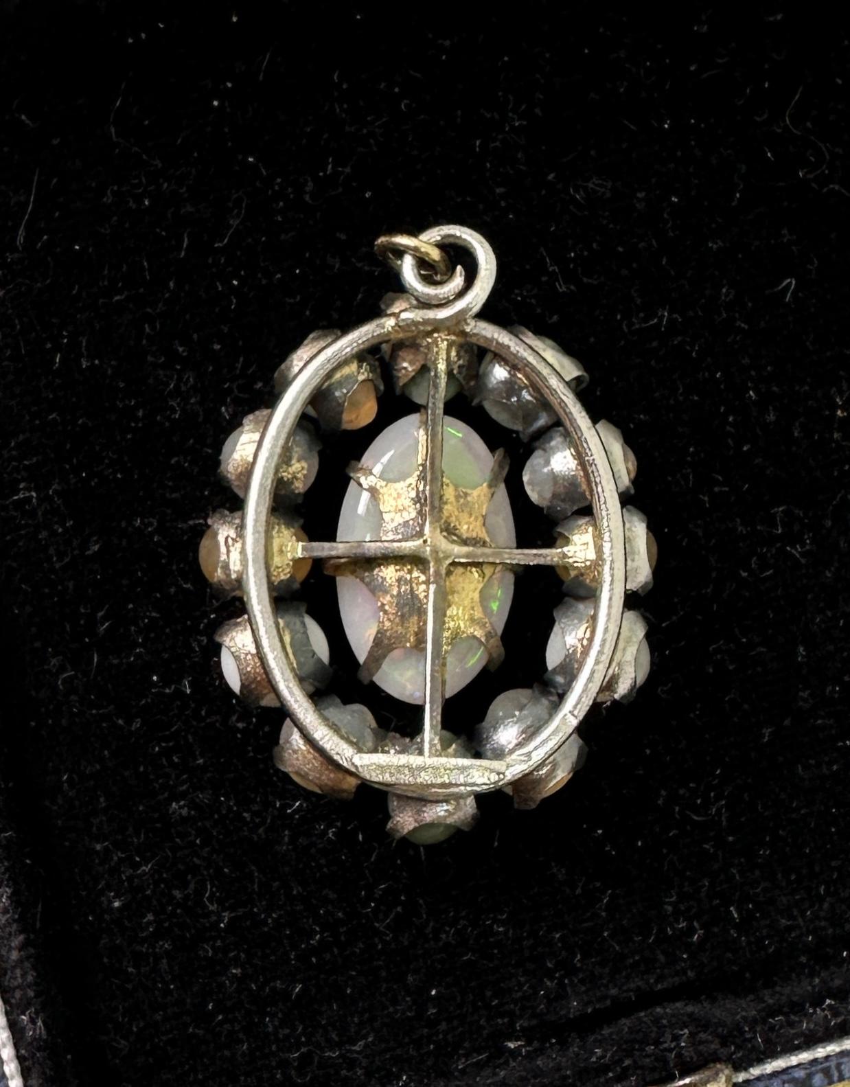 Victorian Opal Pendant Lavalier Necklace Silver Rare Antique For Sale 3