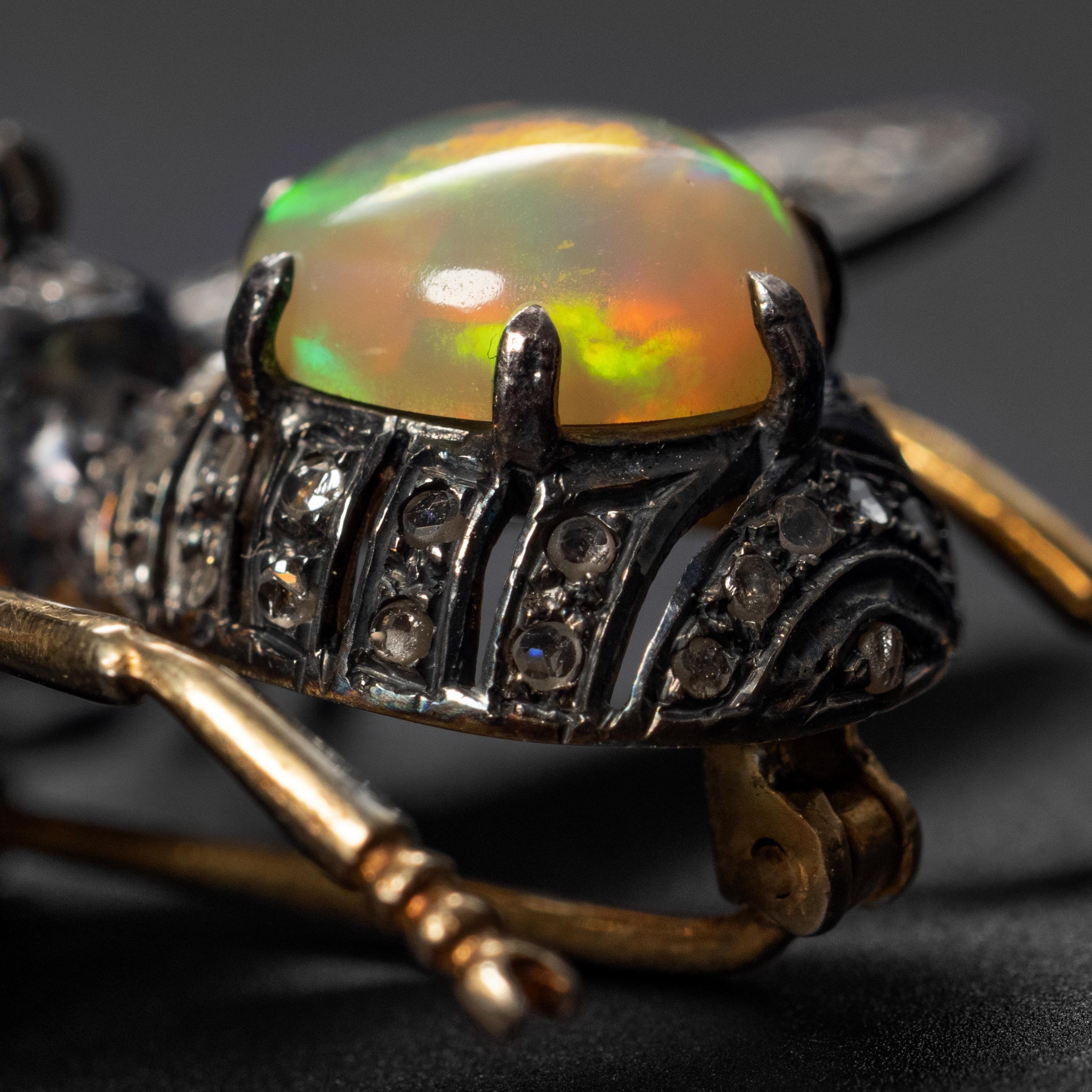 Victorian Opal Pendant with Diamonds In Excellent Condition In Southbury, CT