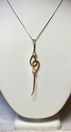 Victorian Opal Snake Pendant Necklace Long Antique Gold 1800s Rare