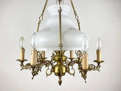 Victorian Opaline Glass French Chandelier, 1950s