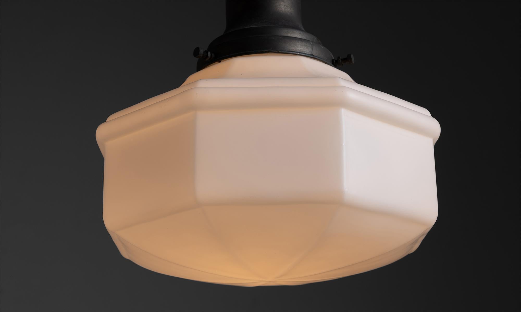 English Victorian Opaline Milk Glass Pendant, England, circa 1900