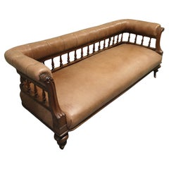 Victorian Open Arm Long Chaise in Leather This is an extremely attractive sofa