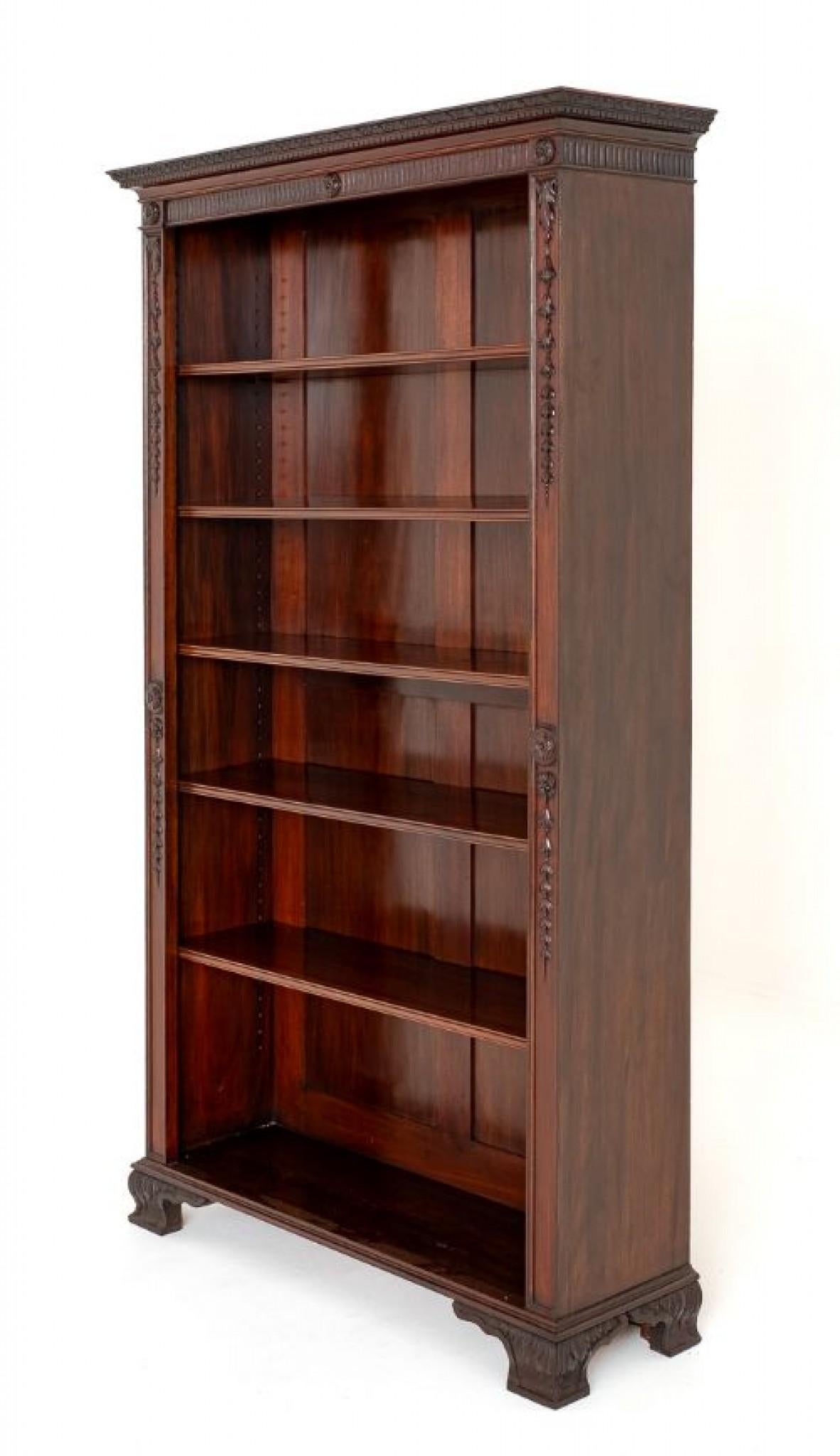 Impressive Mahogany Carved Open Bookcase.
This Bookcase is of a Chippendale Manner.
Circa 1880
Standing upon Carved 