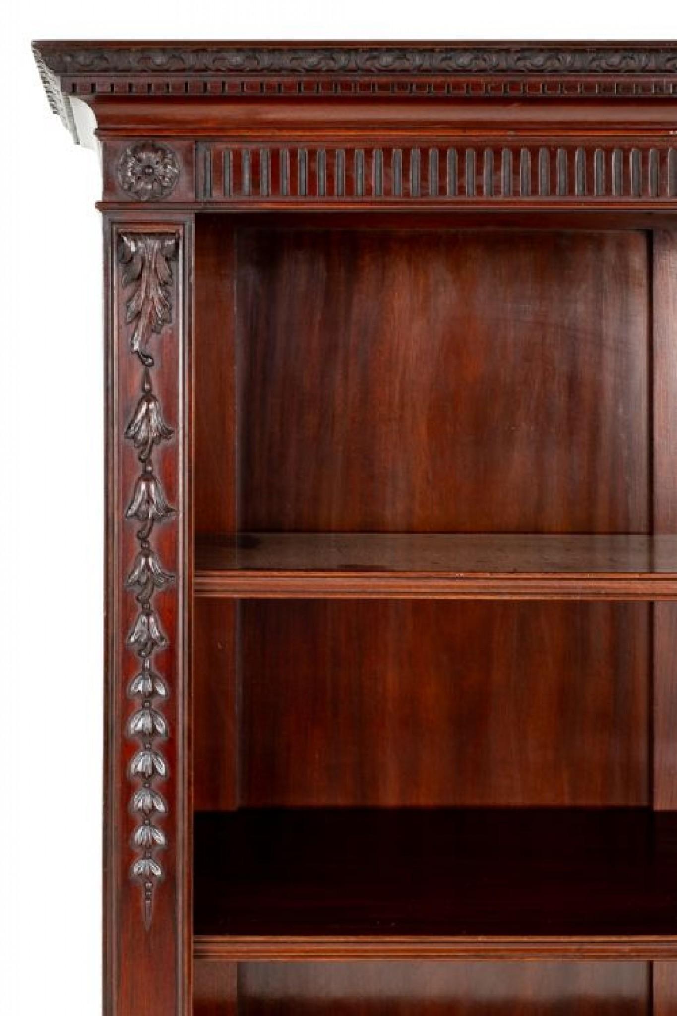 Victorian Open Bookcase Mahogany 1880 Carved In Good Condition In Potters Bar, GB