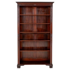 Victorian Open Bookcase Mahogany 1880 Carved
