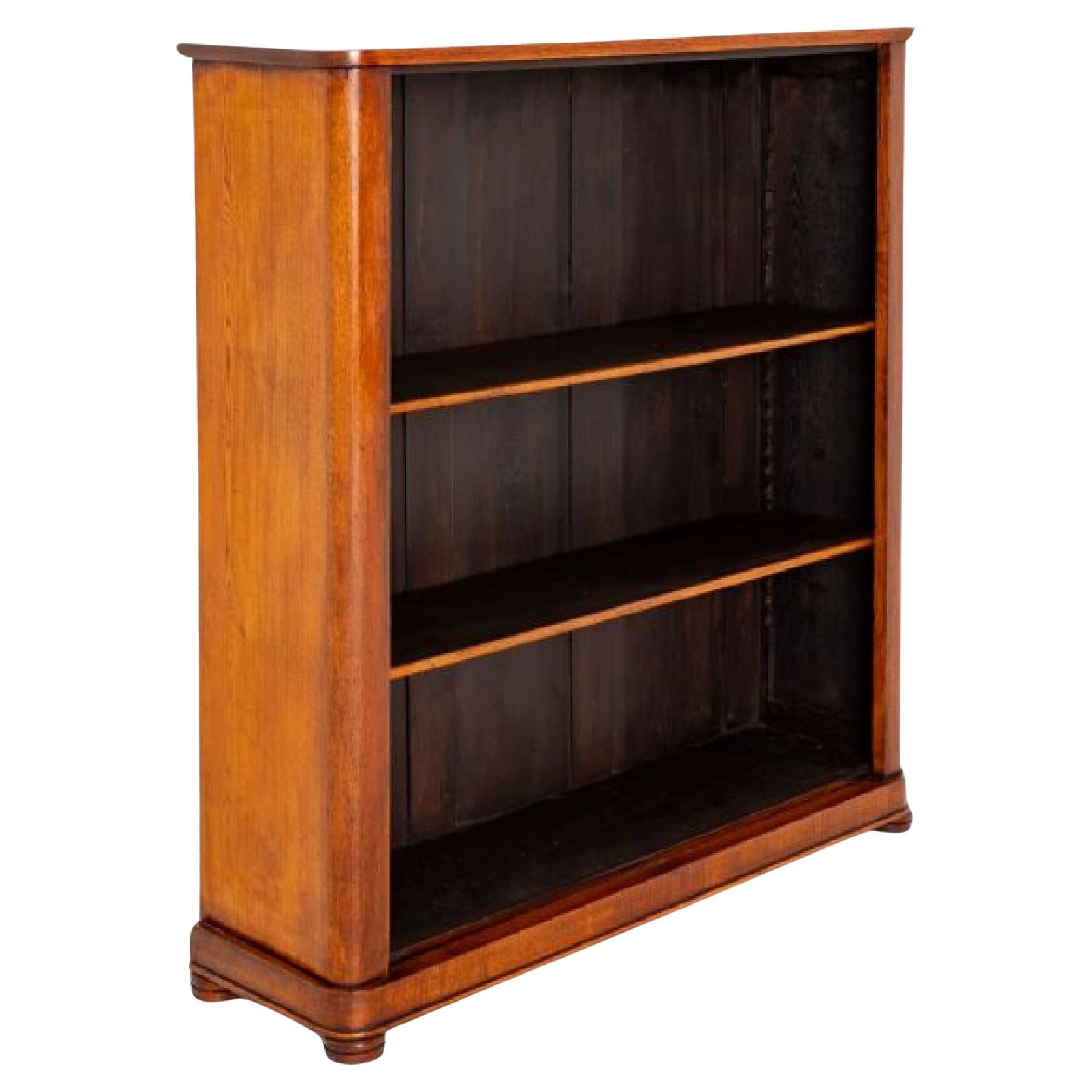Victorian Open Bookcase Oak 1860 For Sale