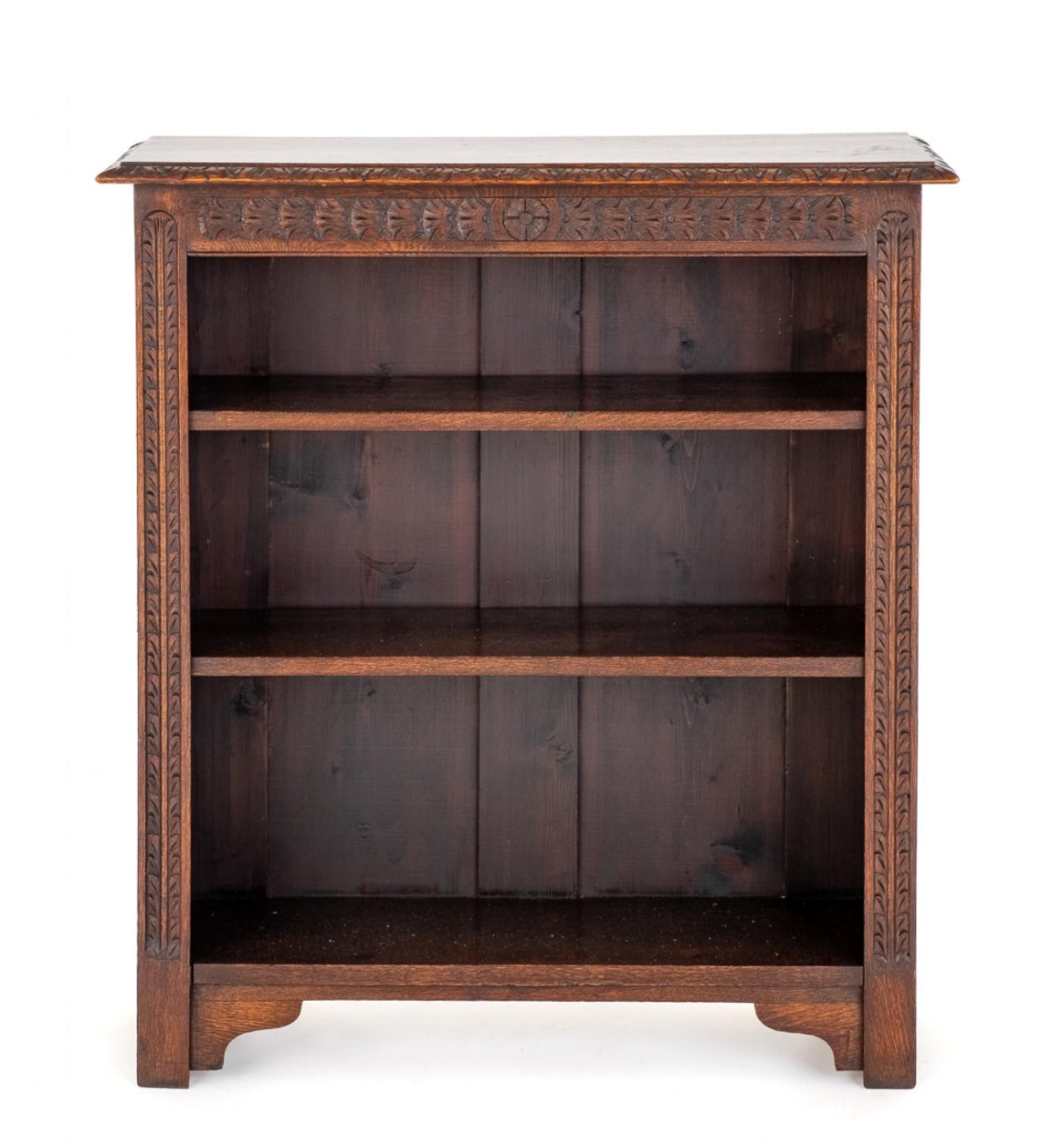 Victorian Open Bookcase Oak 1900 For Sale 1