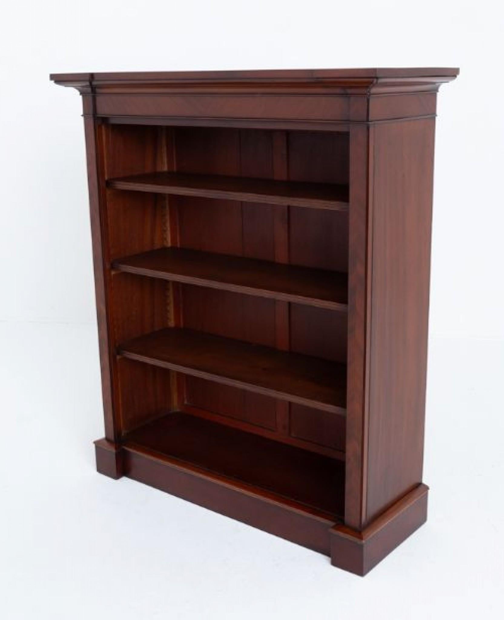 Early 20th Century Victorian Open Front Bookcase Inverted Period Antique For Sale