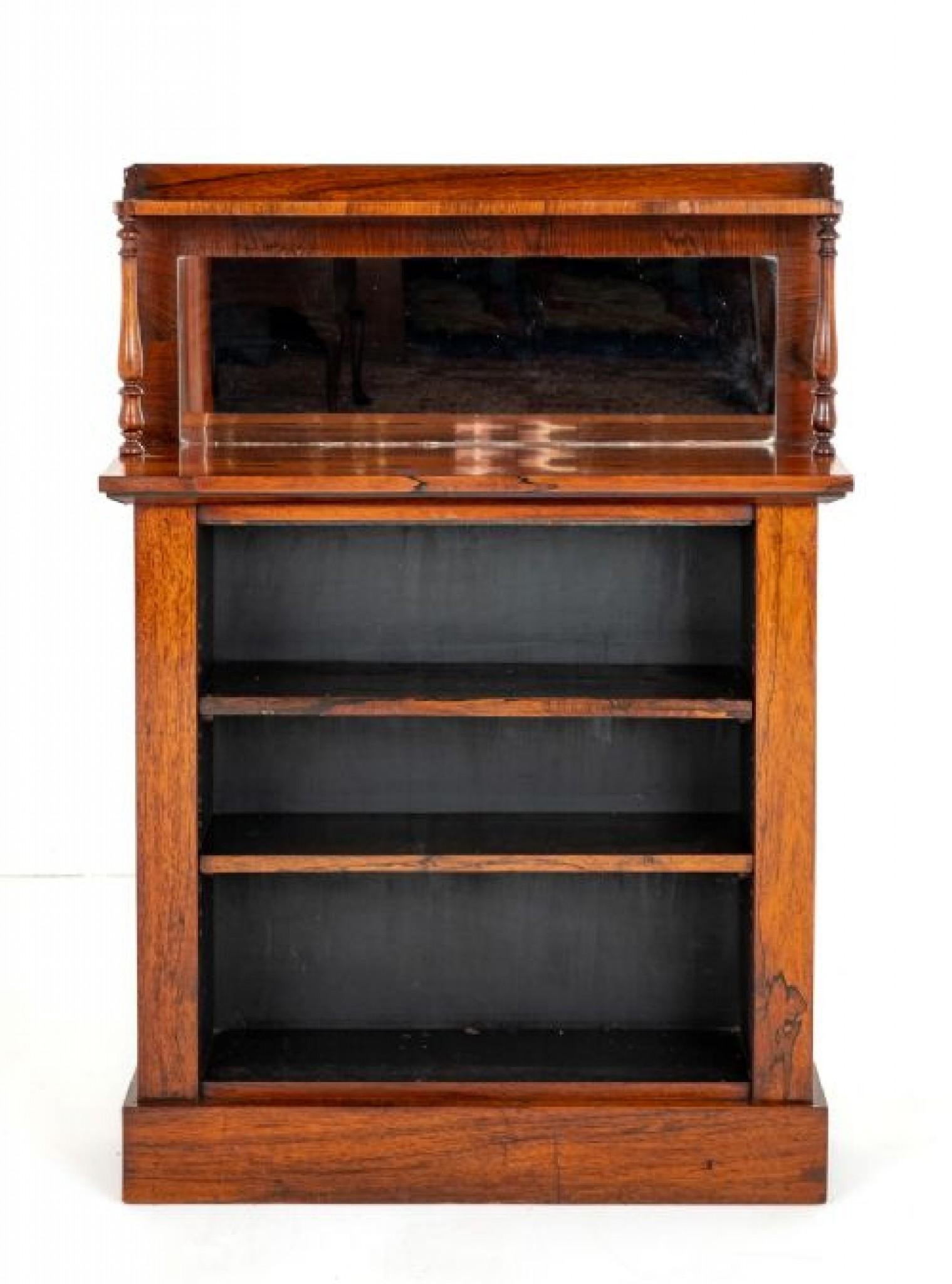 Unusual Early Victorian Open Bookcase.
This Bookcase is Raised Upon a Plinth Base.
Period Victorian
Having 2 Adjustable Shelves.
The Top Section is Supported on Turned Columns with a small Upstand and a Mirrored Back.
Presented in Good Condition.