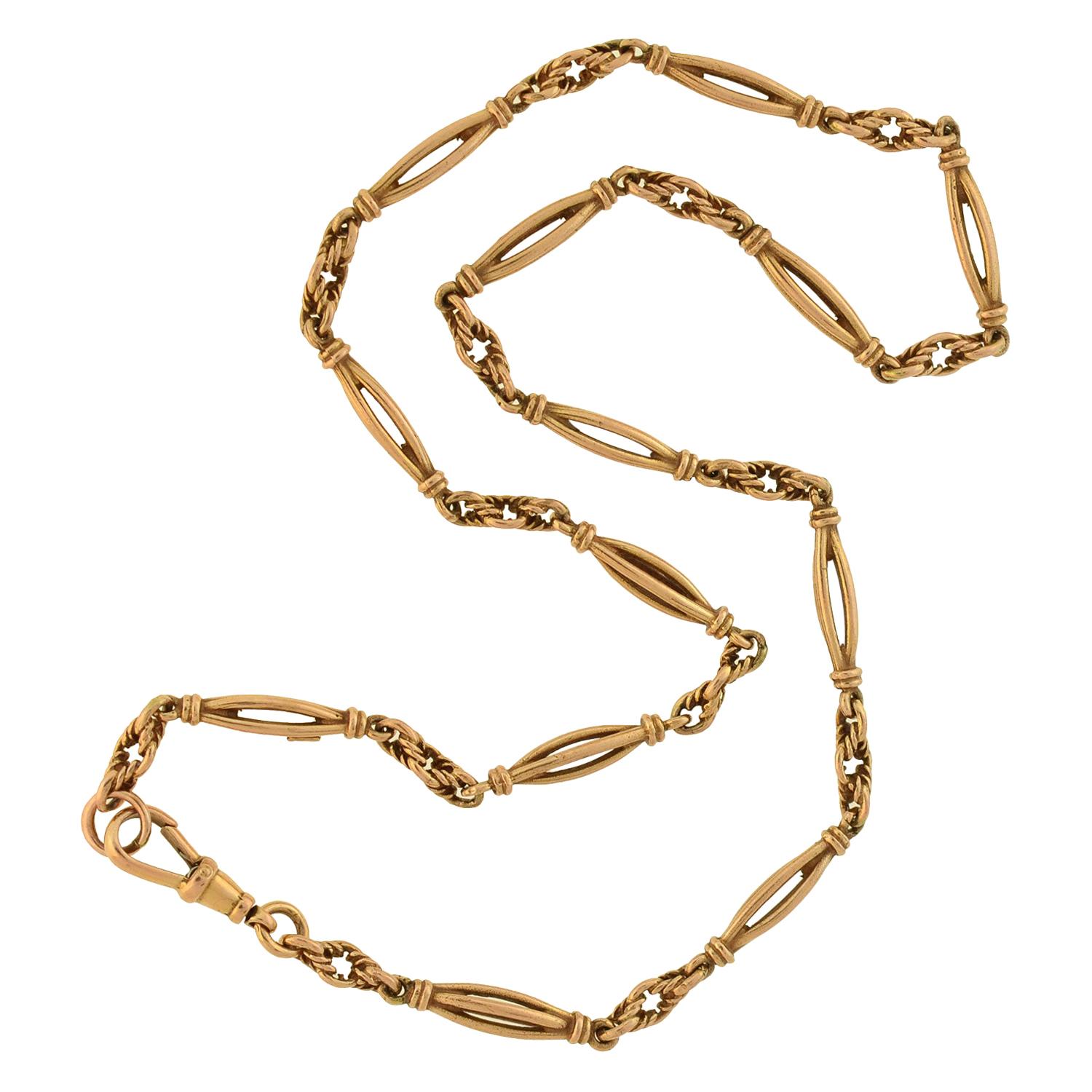 Victorian Open Wirework Link Watch Chain Necklace