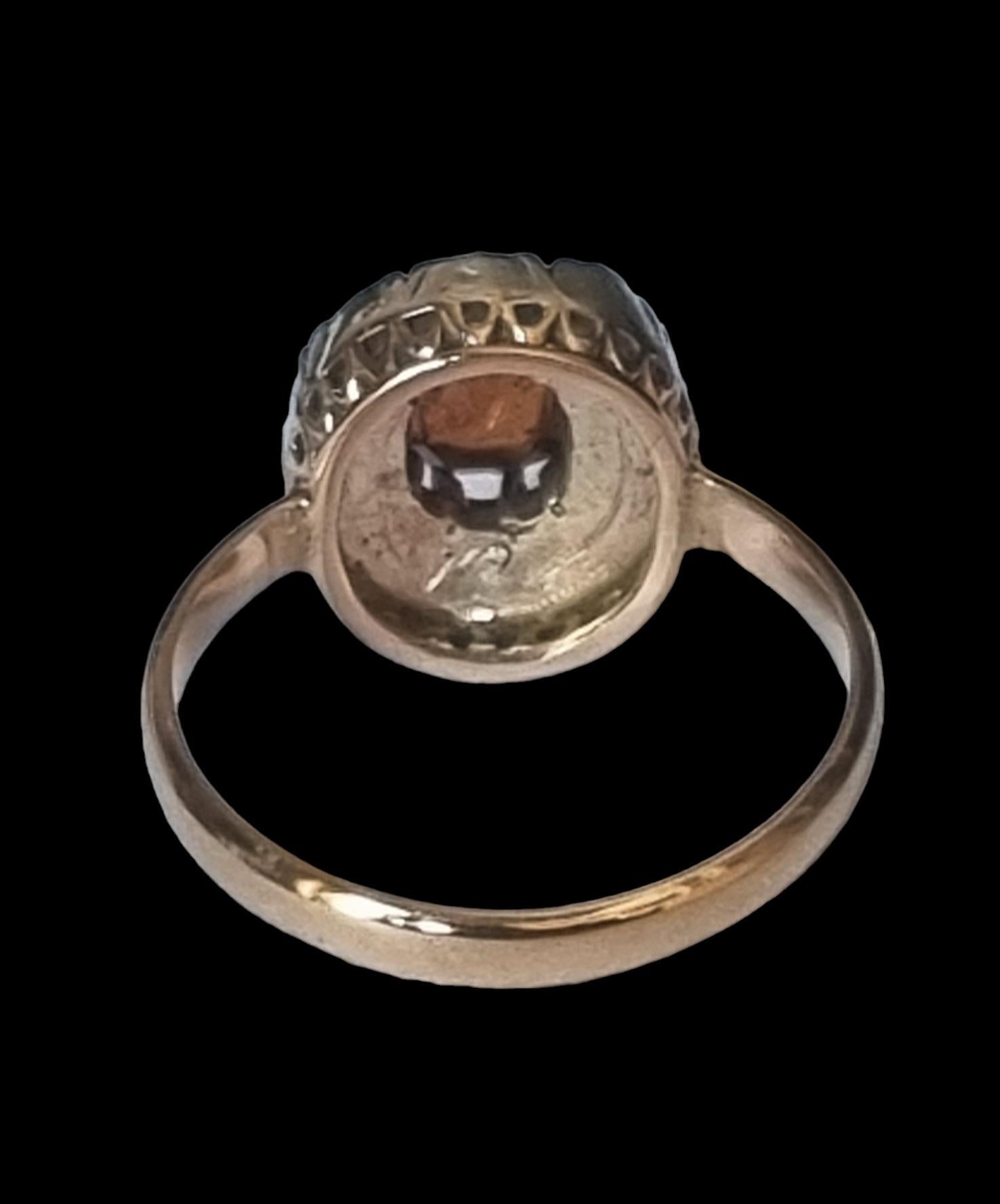 Viktorianisch  Cluster-Ring aus orangefarbenem Spessartin, Granat und Diamant, 19. Jahrhundert im Angebot 1