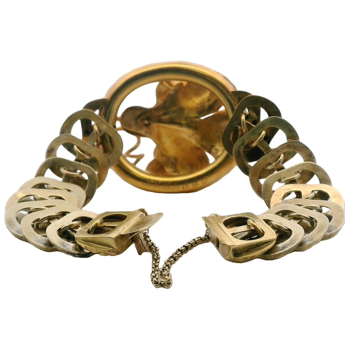 Bracciale vittoriano con motivo a orchidea in oro giallo e perle A Link in vendita 2