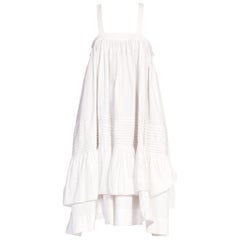 MORPHEW COLLECTION White Organic Cotton Tunic Dress Made From A Victorian Skirt
