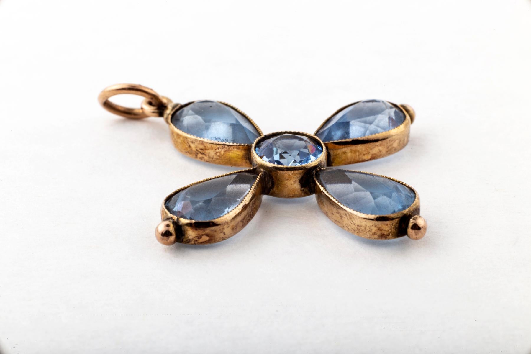 Viktorianisches Original-Goldblaues Paste-Kreuz für Damen oder Herren im Angebot