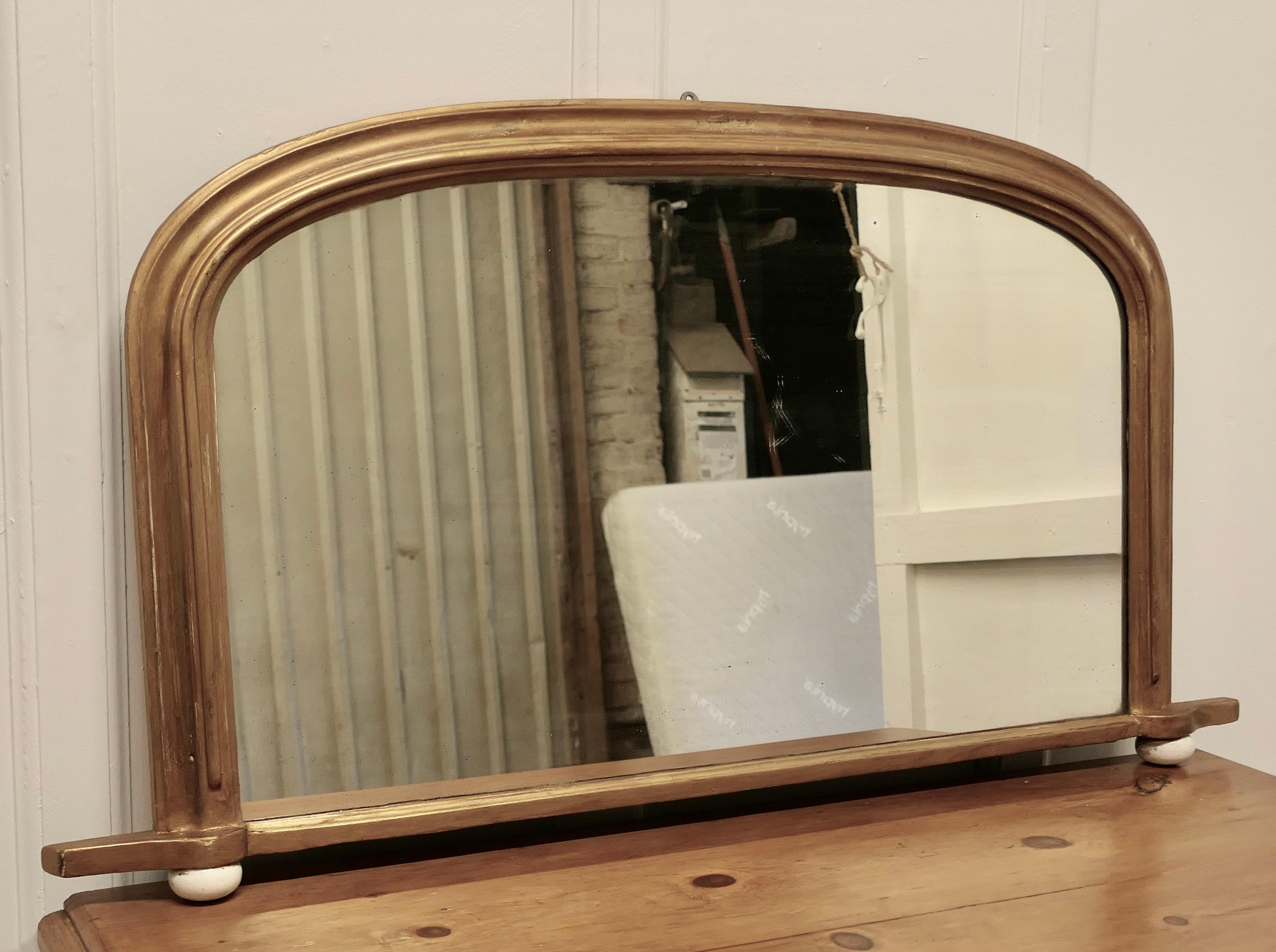 19th Century Victorian Original Old Gold Over-Mantle Mirror