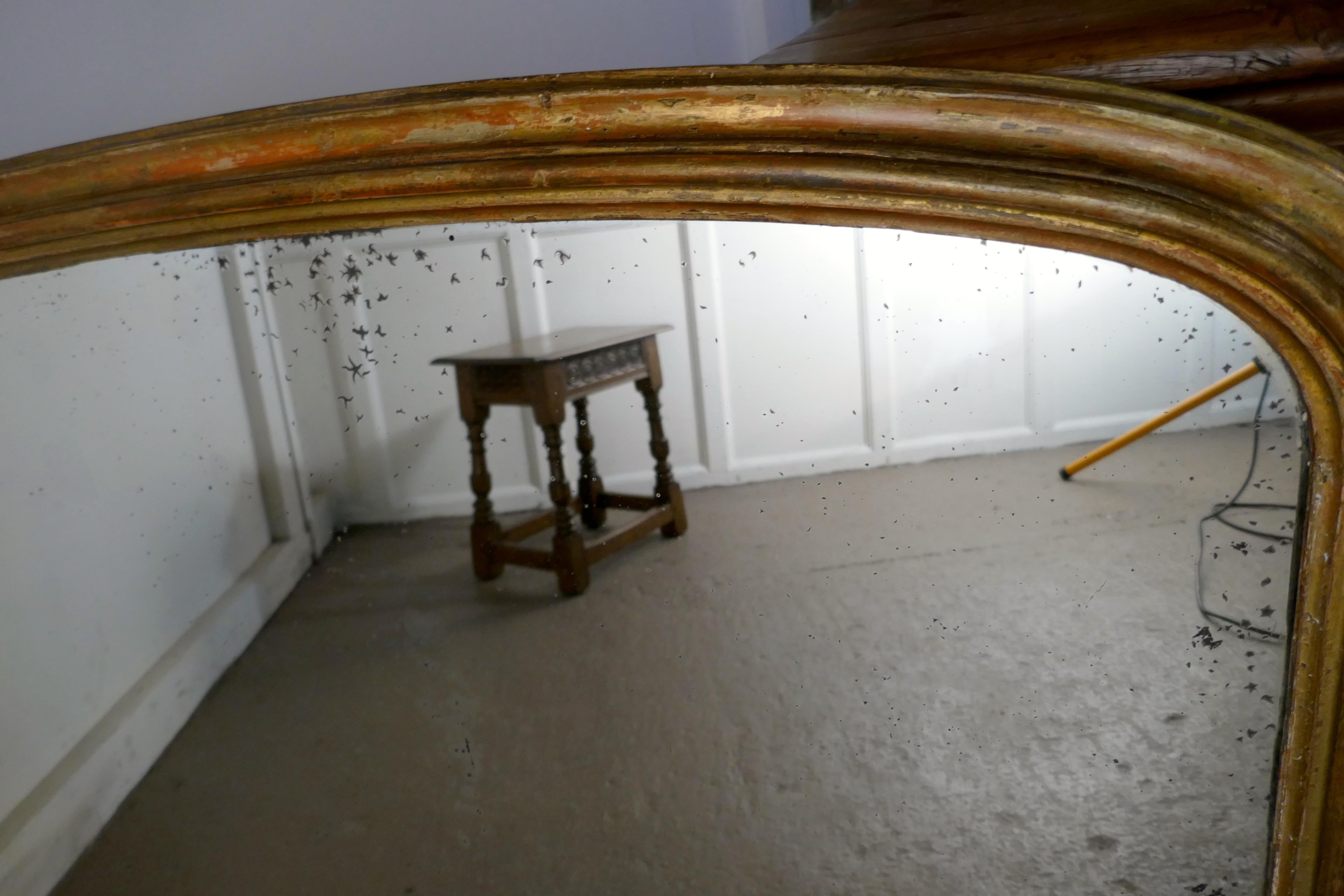 Victorian Original Shabby Look Gold Overmantel Mirror In Distressed Condition In Chillerton, Isle of Wight