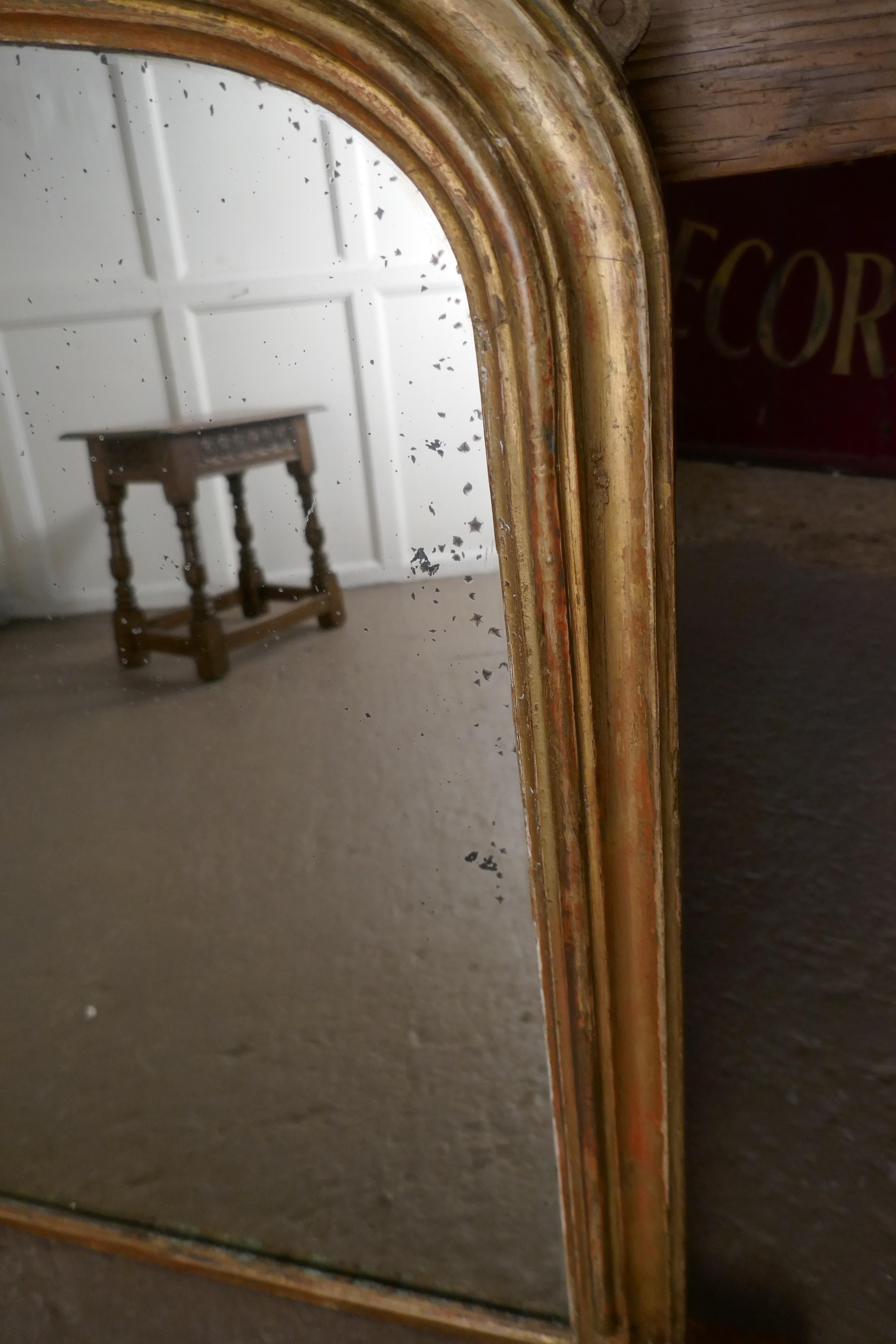 Giltwood Victorian Original Shabby Look Gold Overmantel Mirror
