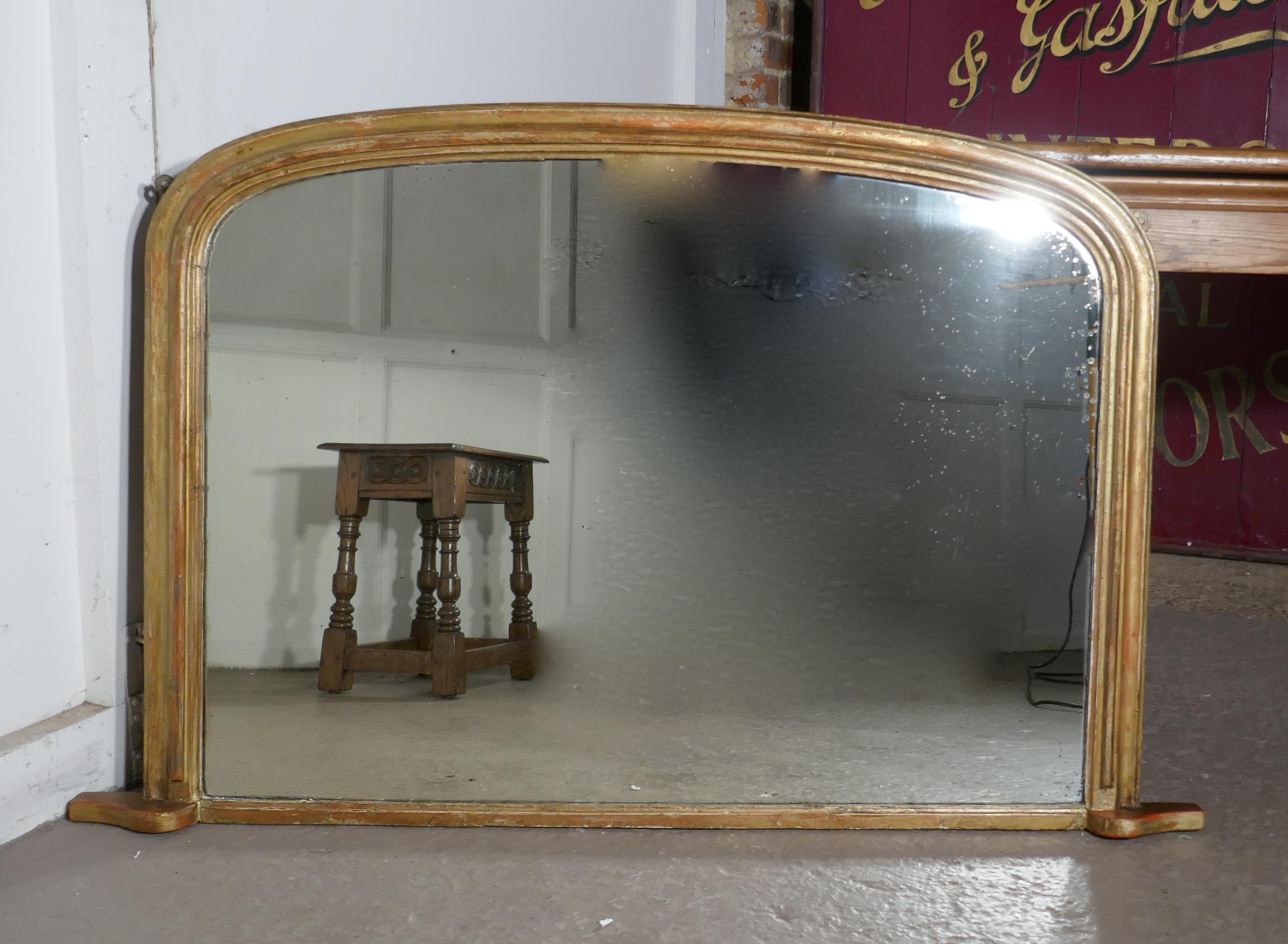 Victorian Original Shabby Look Gold Overmantel Mirror 1