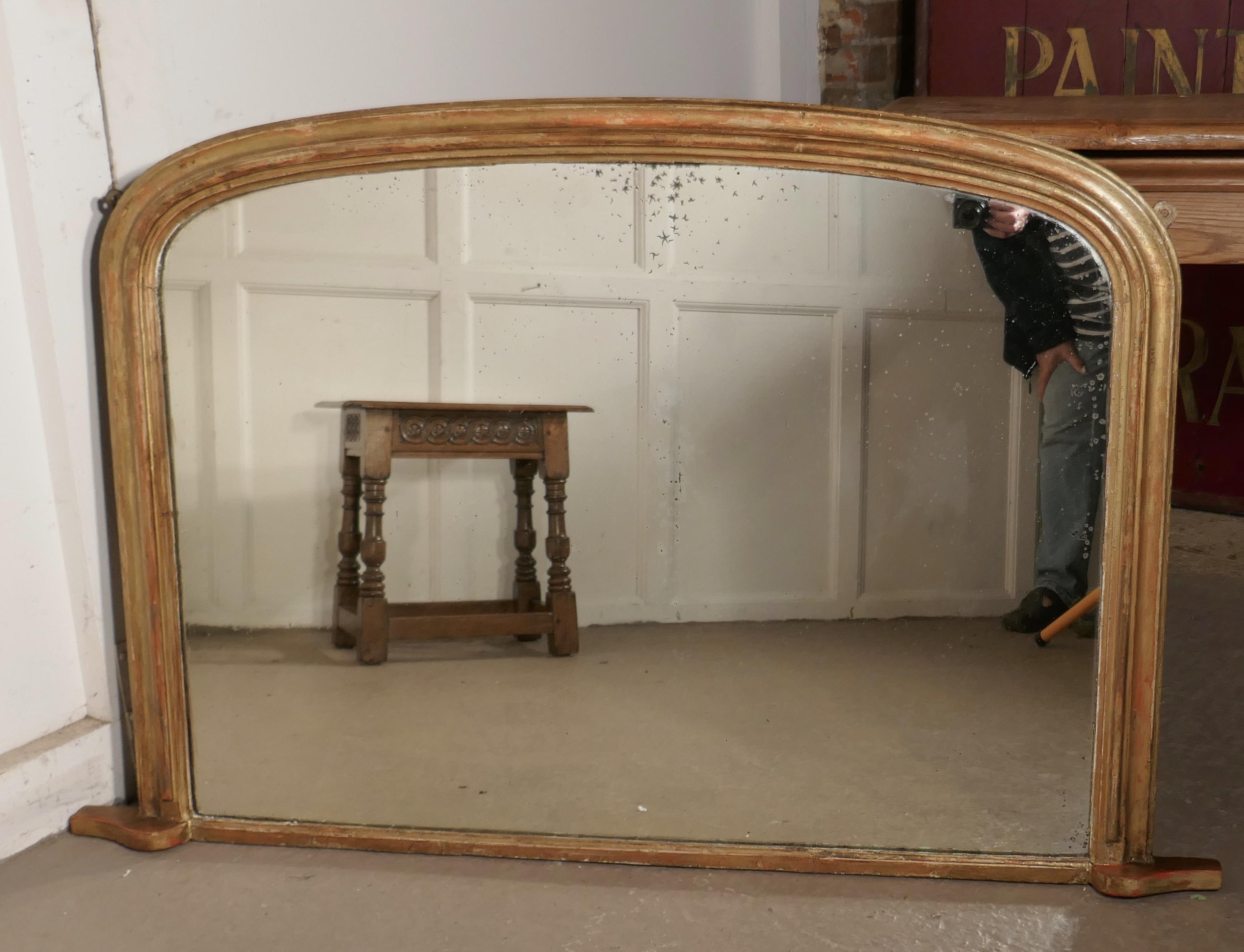 Victorian Original Shabby Look Gold Overmantel Mirror 2