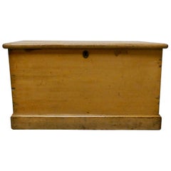 Antique Victorian Original Shabby Painted Pine Blanket Box