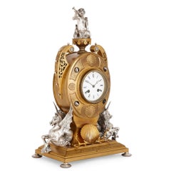 Victorian Ormolu and Silvered Bronze Mantel Clock