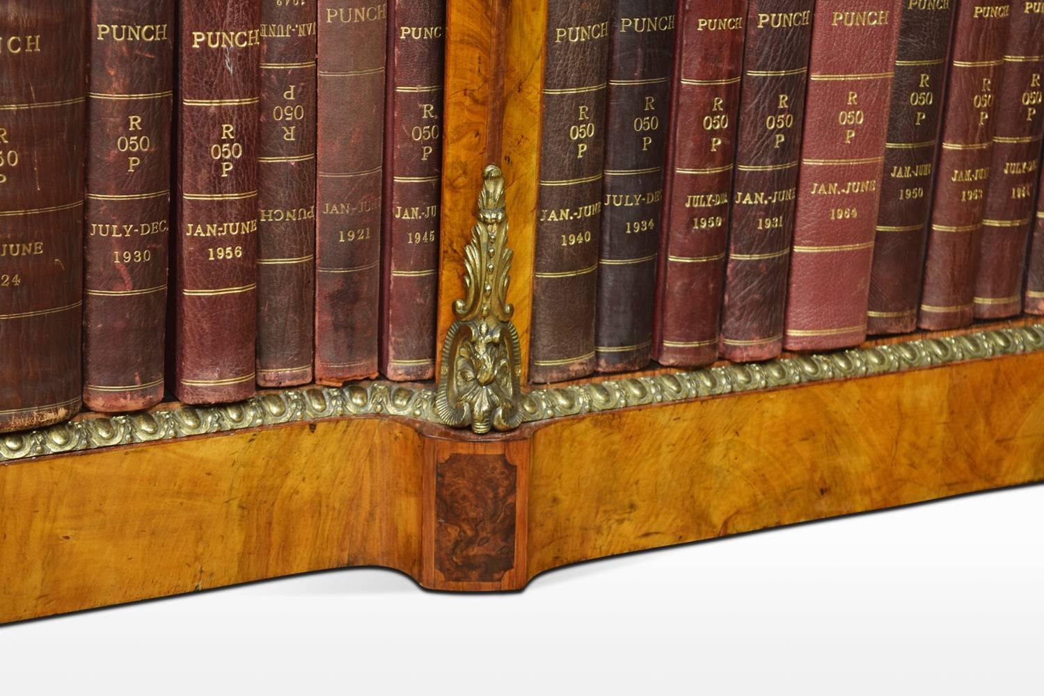 Victorian Ormolu-Mounted Walnut Breakfront Open Bookcase For Sale 2