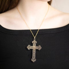 Victorian Ornate Cannetille Silver Gilt Cross Circa 1850