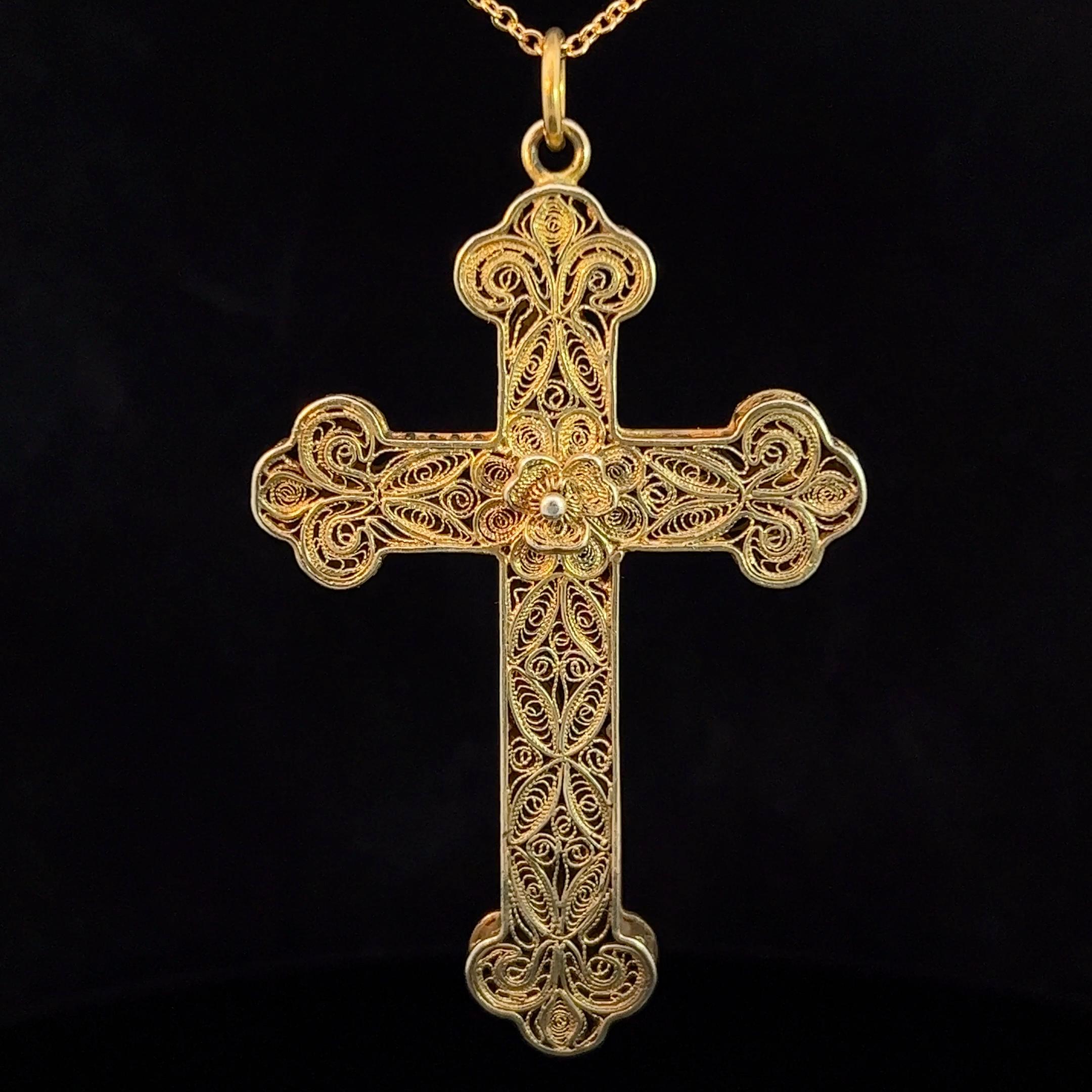 Victorian Ornate Cannetille Silver Gilt Cross Circa 1850 3