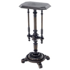 Victorian Ornate Ebonised Black Lacquer Lamp Table Pedestal