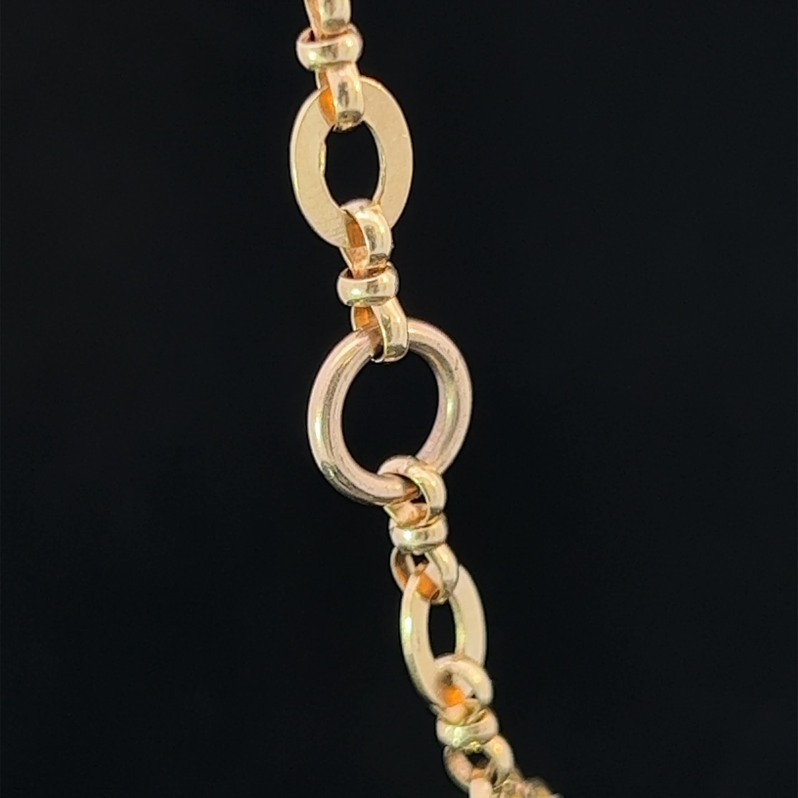 Victorian Ornate Link Yellow Gold Guard Chain Circa 1890 For Sale 2