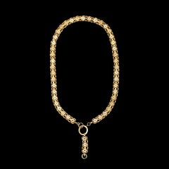 Victorian Ornate Yellow Gold Star Link Necklet Circa 1880s