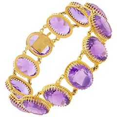 Victorian Oval Amethyst Linkedin Bracelet, circa 1900s