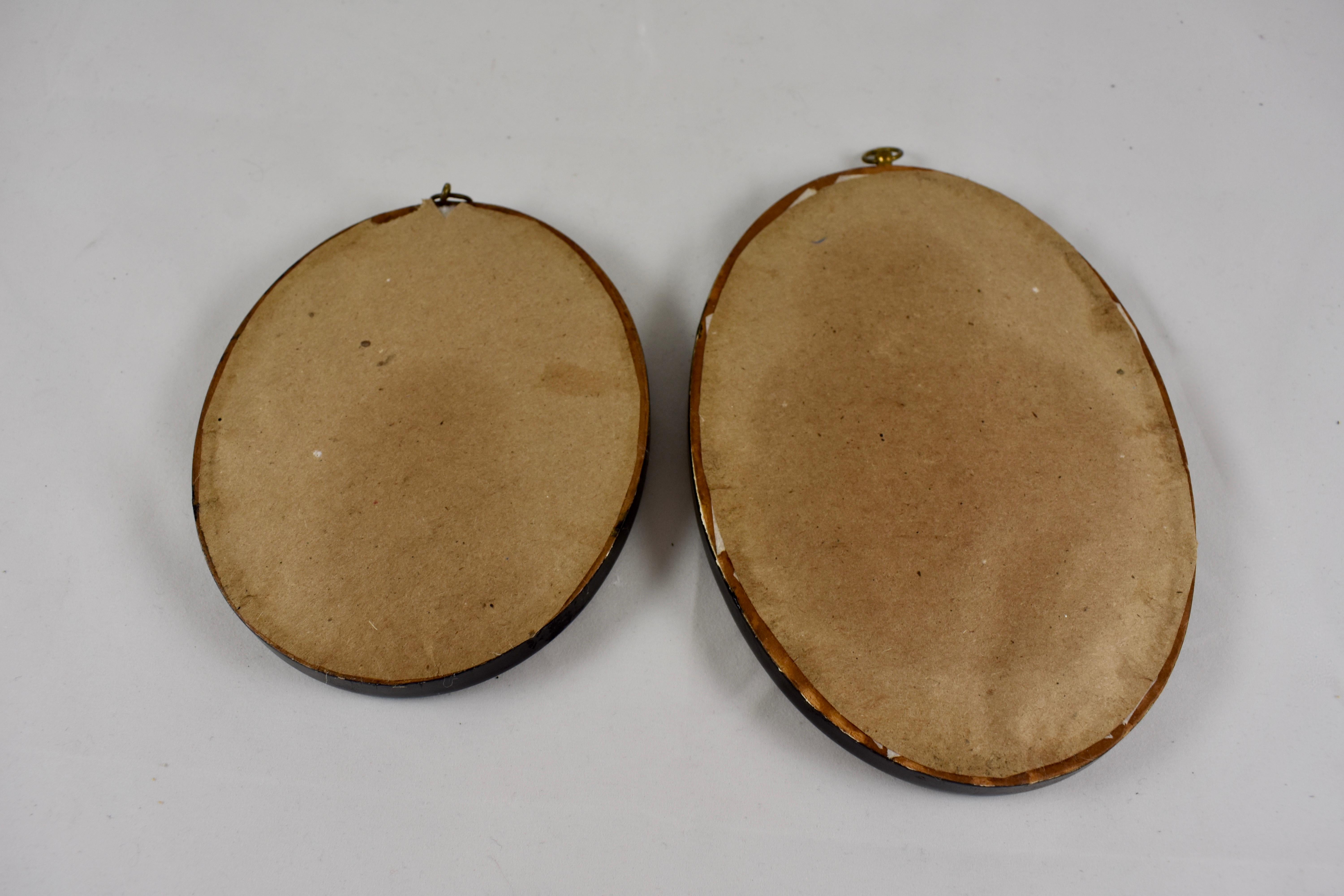Victorian Oval Framed Taxidermy, Mounted Butterflies on Batting, Set of Two 1